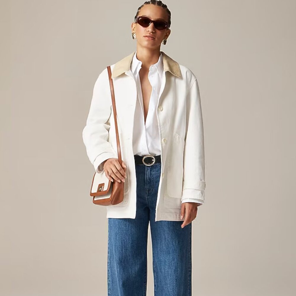 J Crew Barn Jacket™ in canvas Ivory, size small  (oversized! could fit M too)